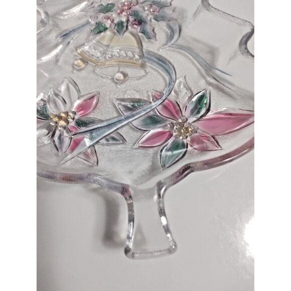 Vintage Mikasa Candy Dish Tree Shaped Poinsettia And Bells 7 1/2" x 6 3/4" - Picture 7 of 9